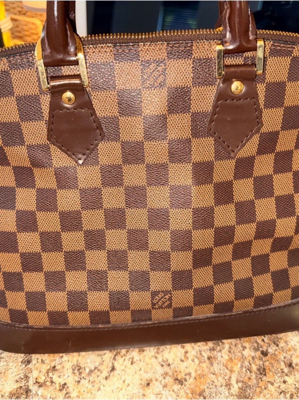 Louis Vuitton Alma PM Checkered Tote in Brown